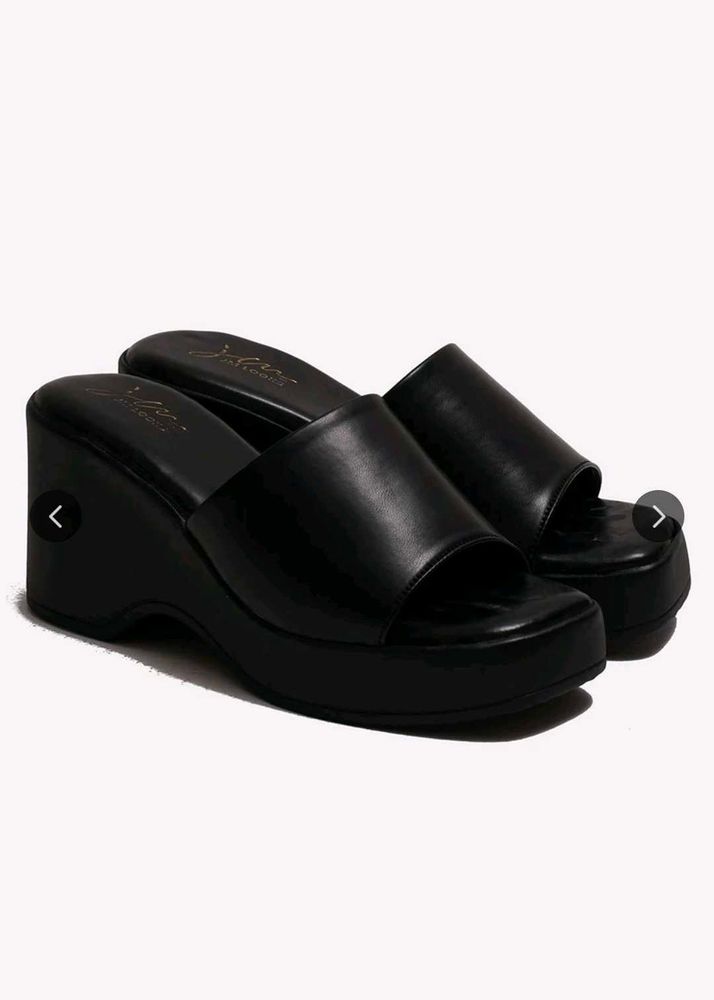 Chunky Black Platform Mules