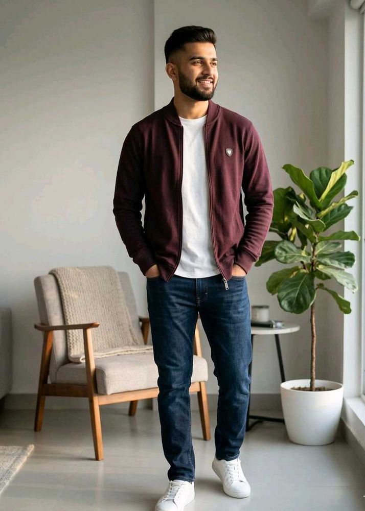 NetPlay Men's Maroon Bomber Jacket