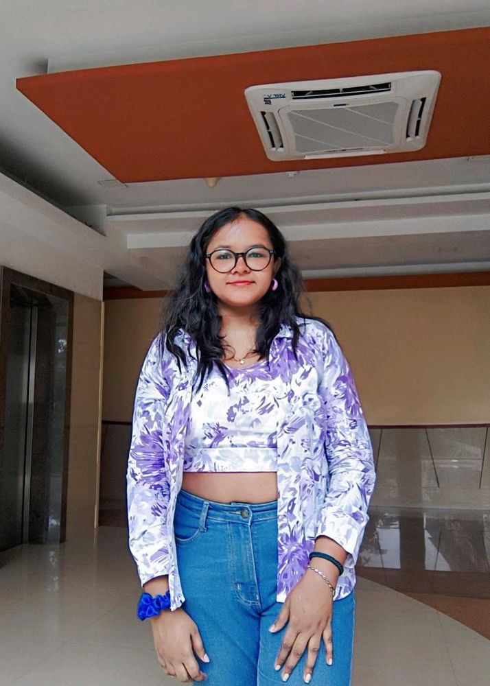 Floral Print Crop Top &amp; Shirt Set