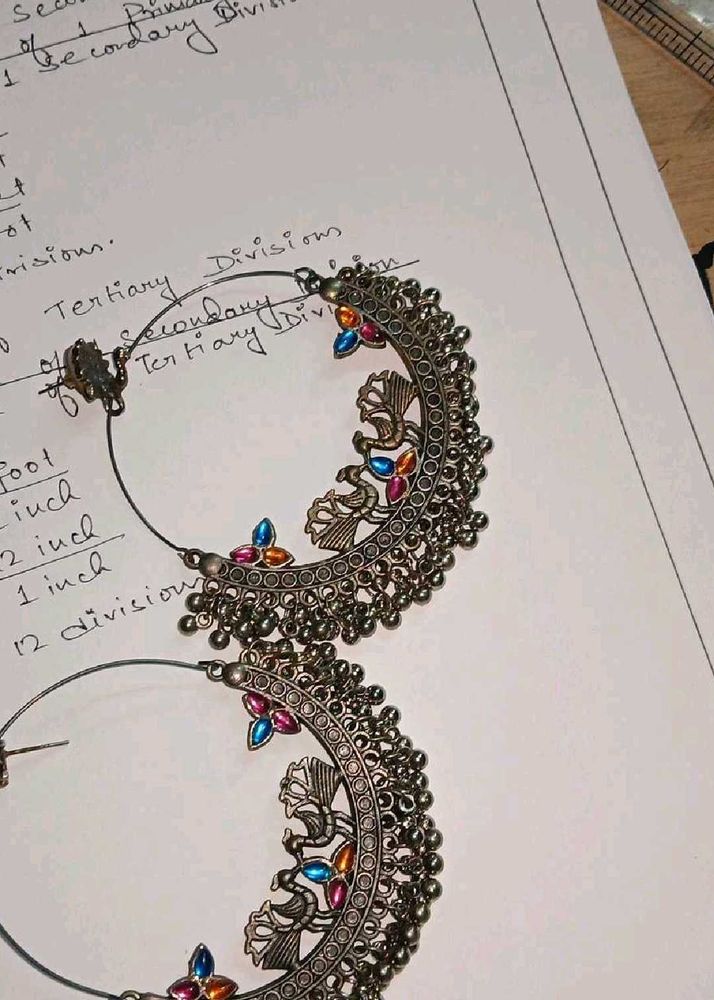 Boho Peacock Jhumka Earrings