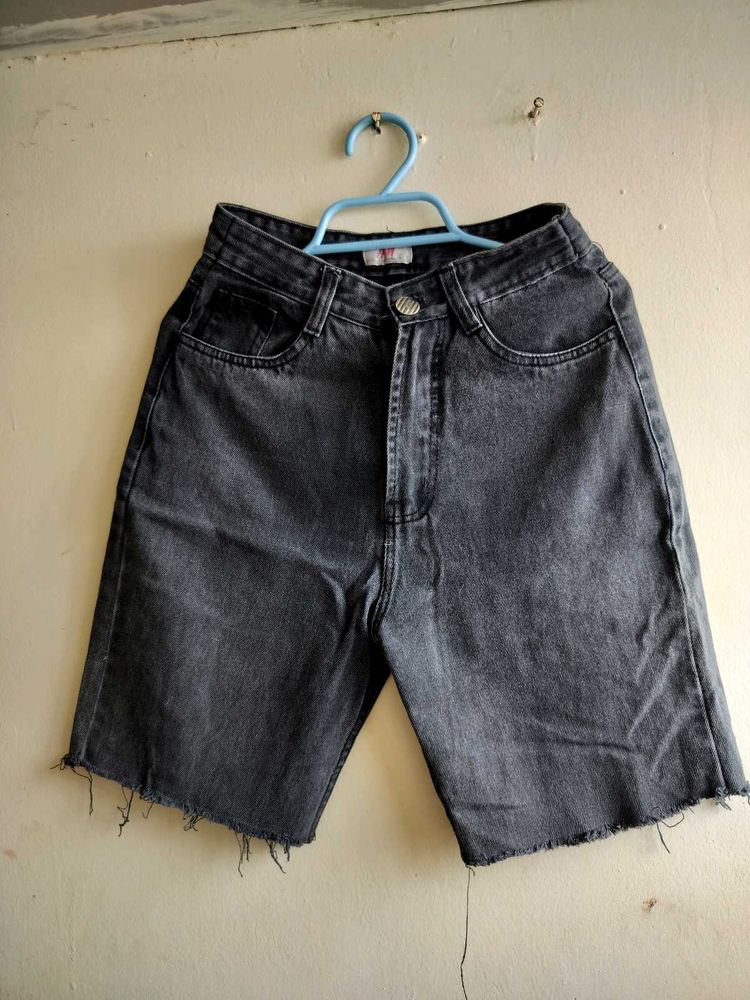 Washed Denim Bermuda Shorts