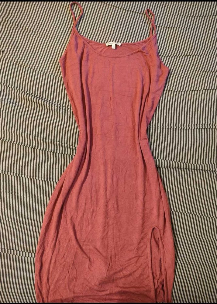 Pink Tank Dress with Slit