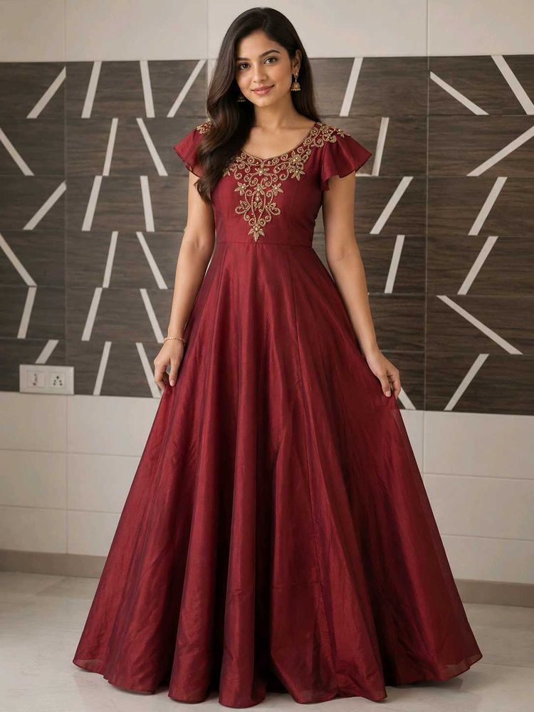 cherry red ethnic gown