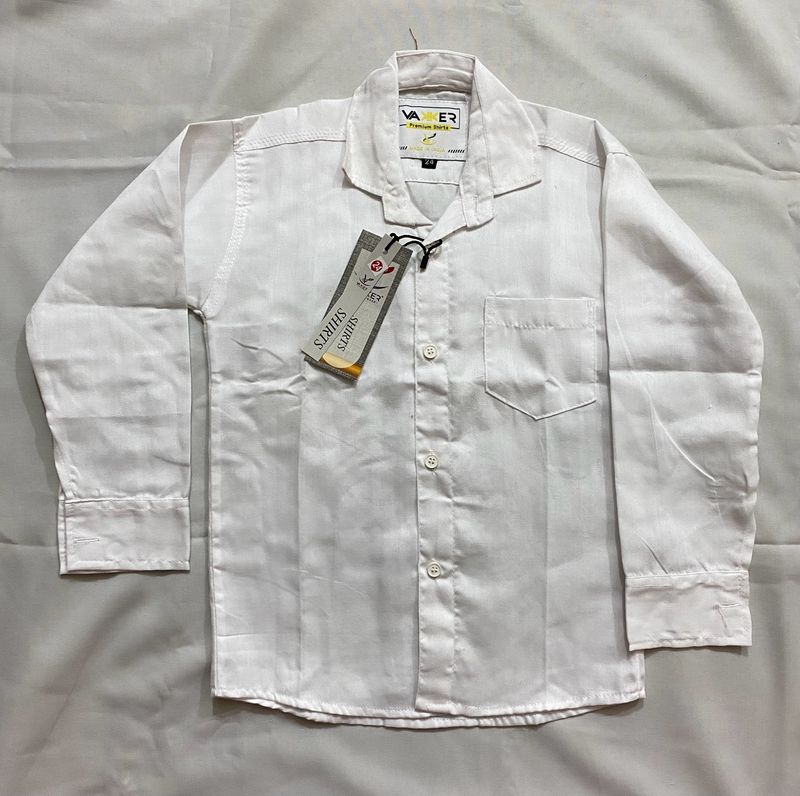 Boys White Full Sleeves Shirt