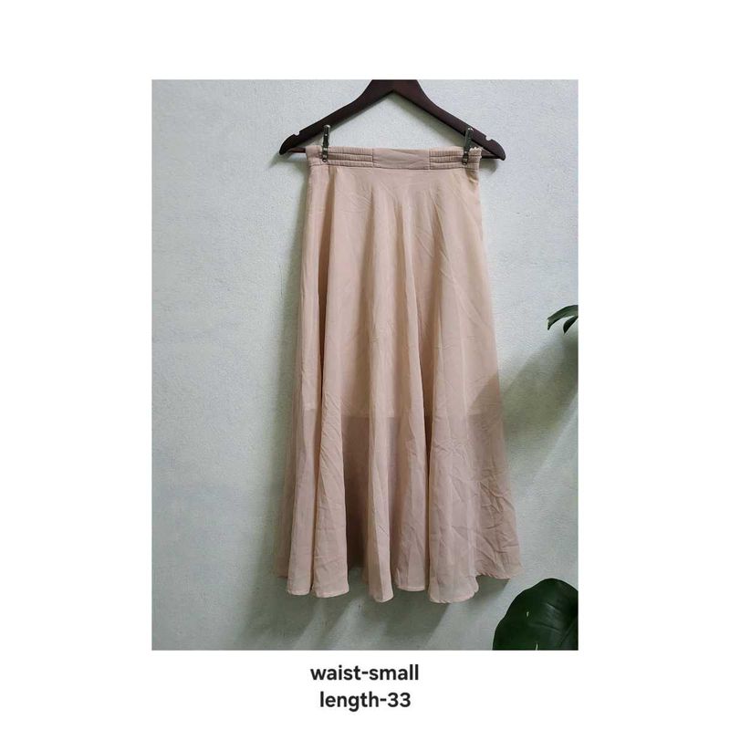 Flowy Beige Midi Skirt