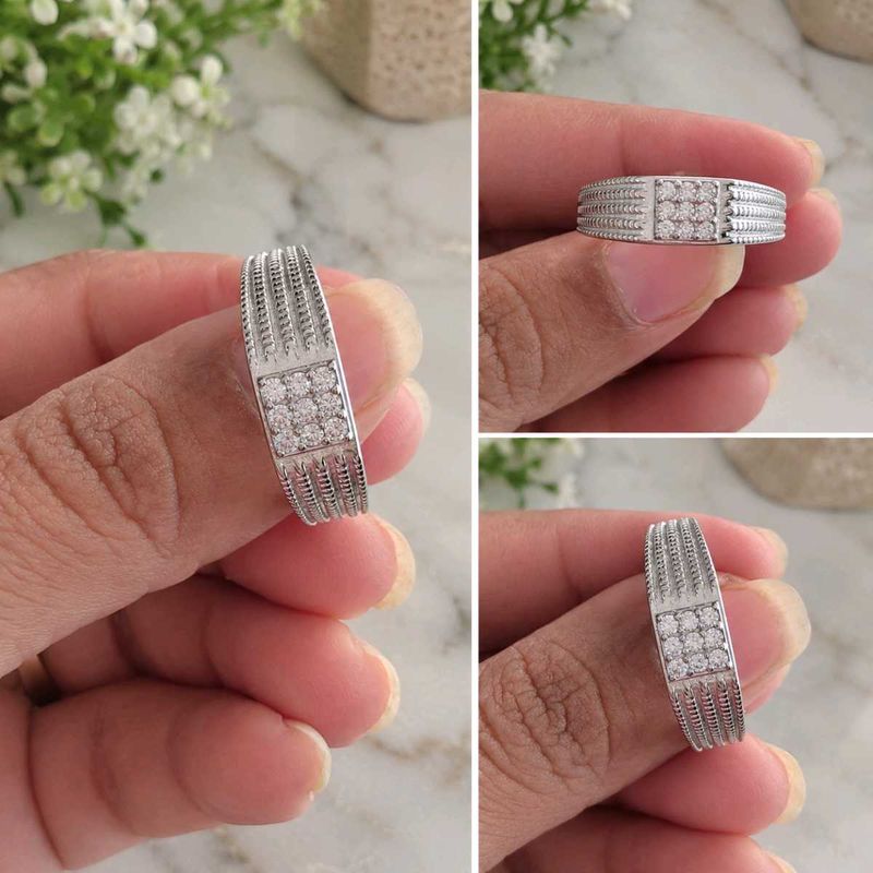 92.5 men's Ring Sparkling Diamond Band