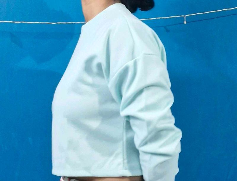 Pastel Blue Cropped Sweatshirt