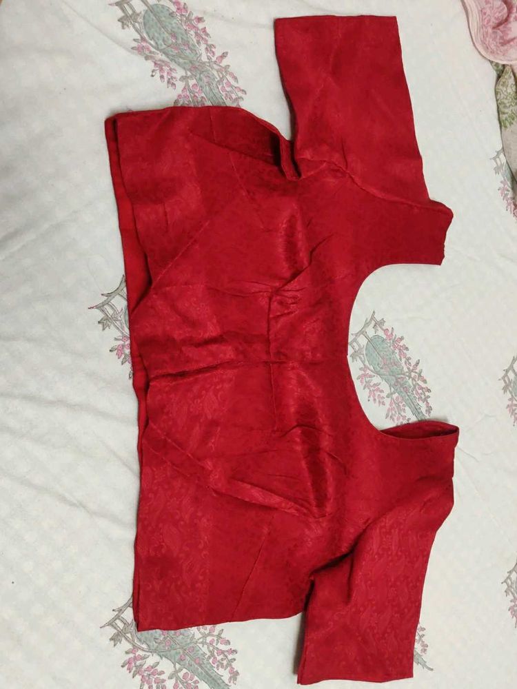 Red Jacquard Blouse
