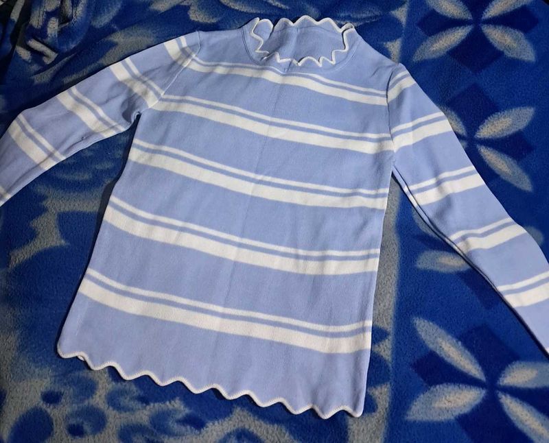 Striped Ribbed Mock Neck Top