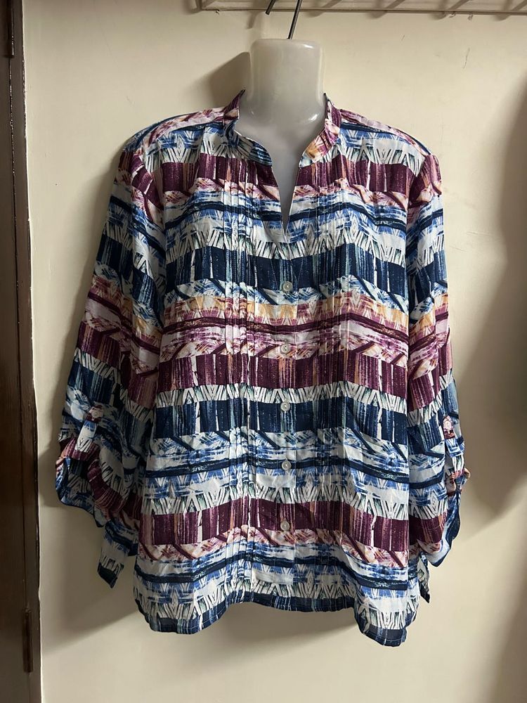 Bohemian Print Button-Up Shirt