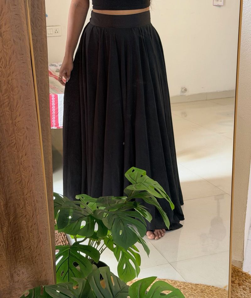 Elegant Black A lined flared Skirt