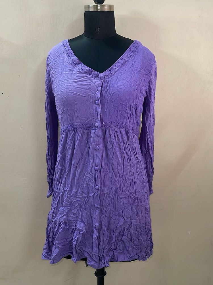 Purple Crinkled Kurta
