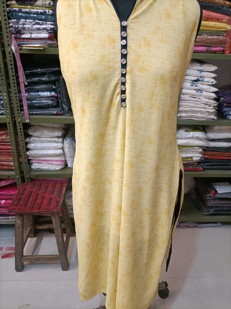 Yellow Printed Sleeveless Kurta 4 kurti combo