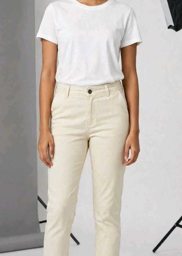 Cream Pant For Lady