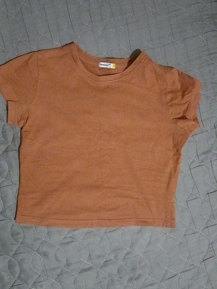 Rust color Crop T-Shirt (Size S)