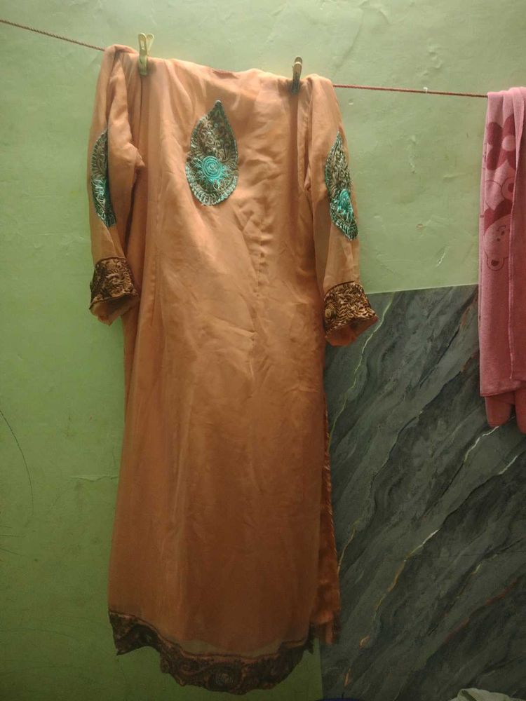 Peach Embroidered Kurta