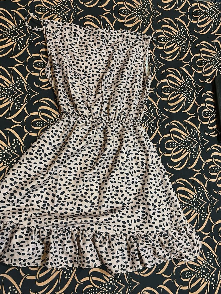 Leopard Print Ruffle Hem Dress