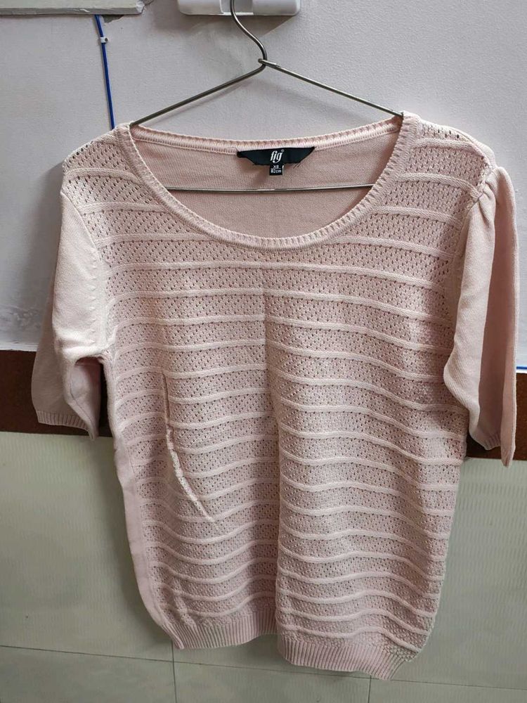 Light Pink Textured Knit Top