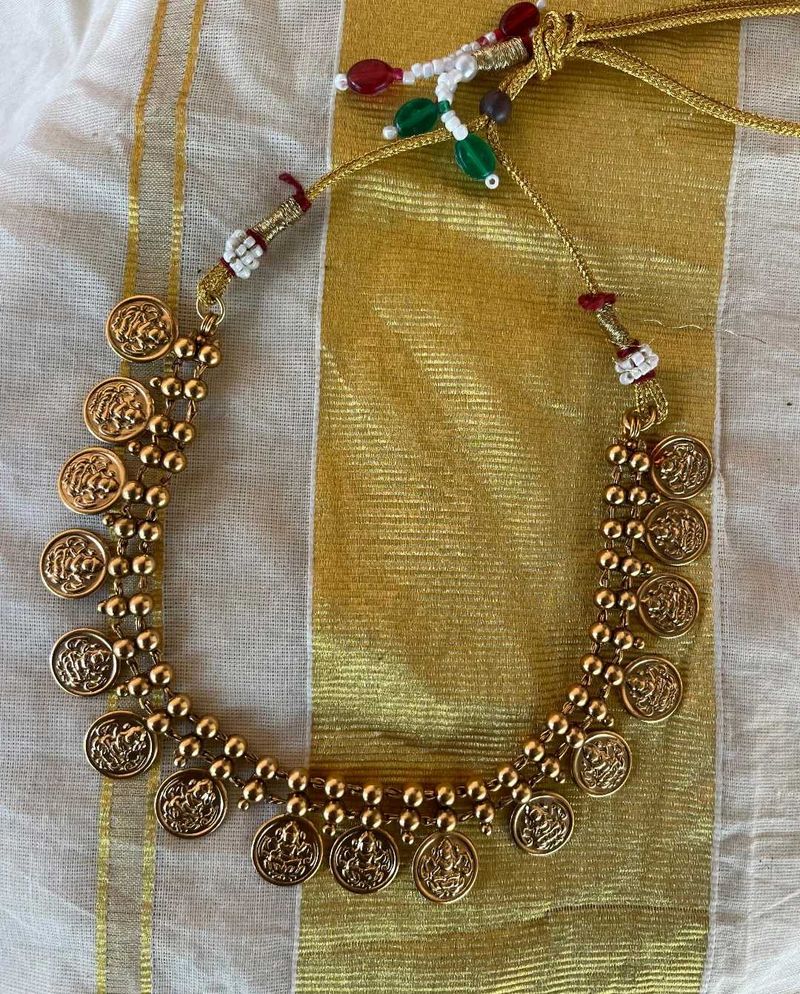 Indian Gold Tone Coin Necklace