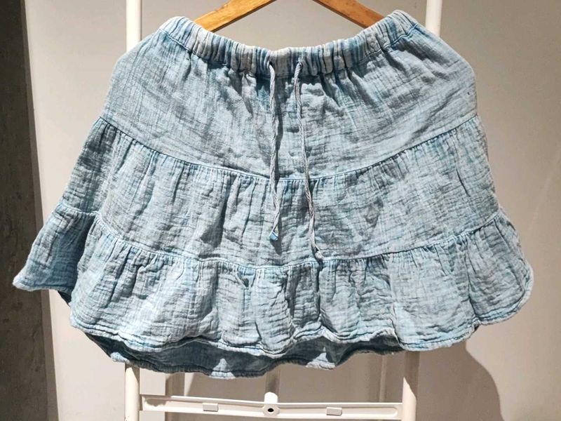 Tiered Blue Mini Skirt