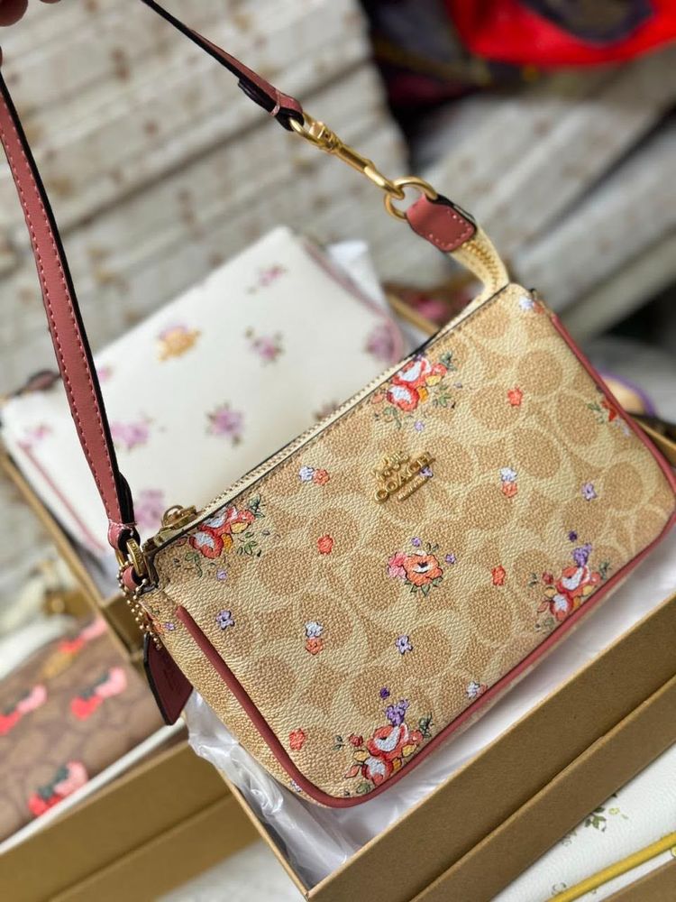 Coach Floral Print Wristlet Pouch