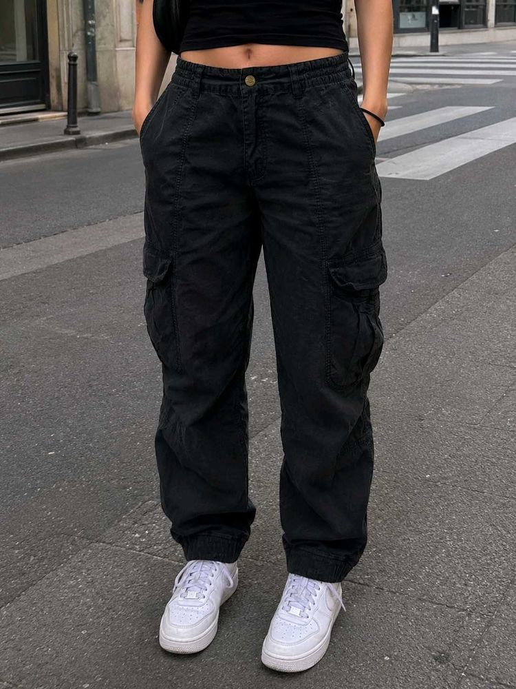 Stylish Black Cargo Joggers Pants