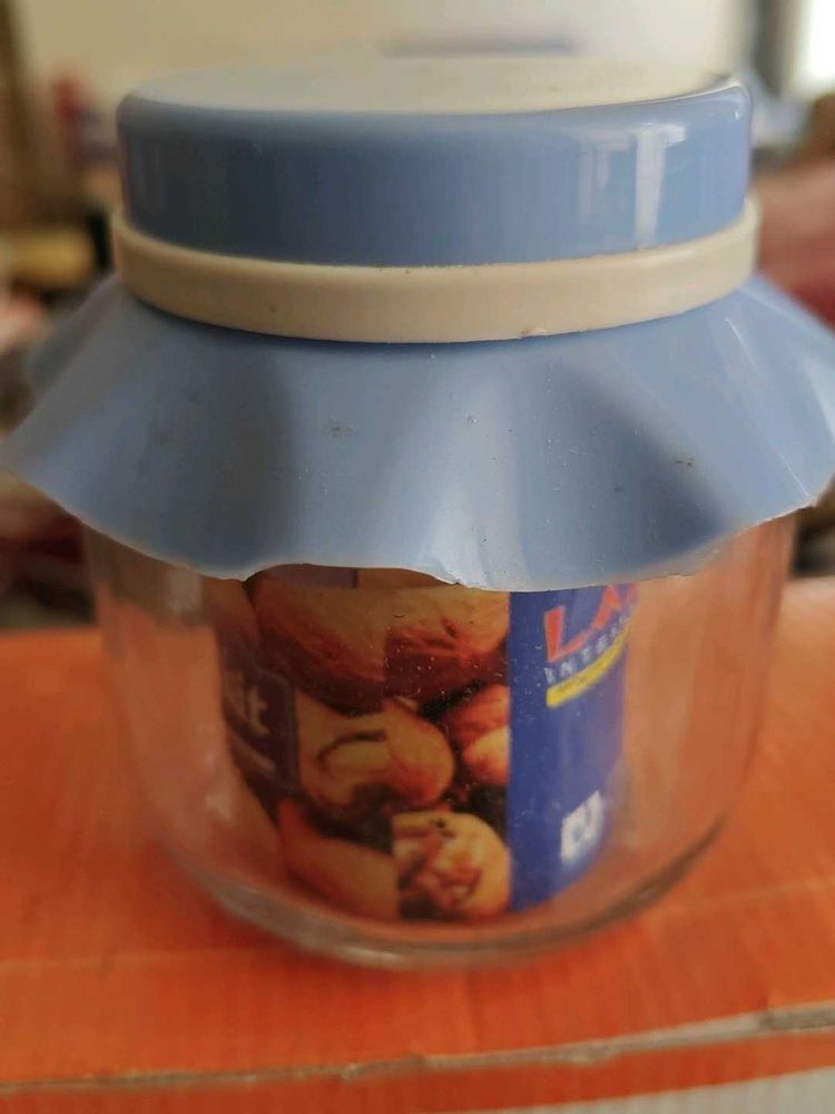 Glass Jar with Blue Lid