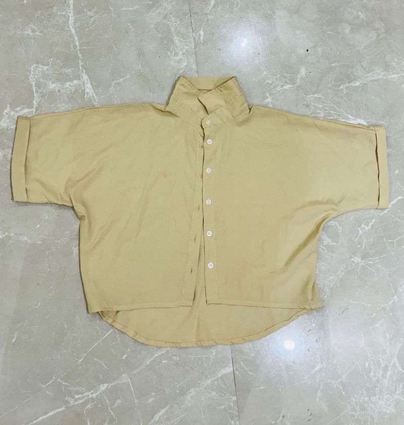 Oversized Beige Collared Shirt