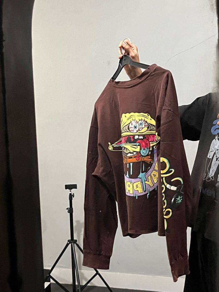 Brown Graphic Long Sleeve T-Shirt