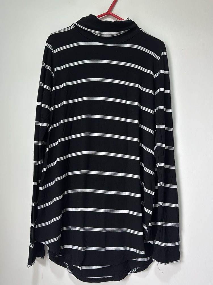 Striped Turtleneck Long Sleeve Top