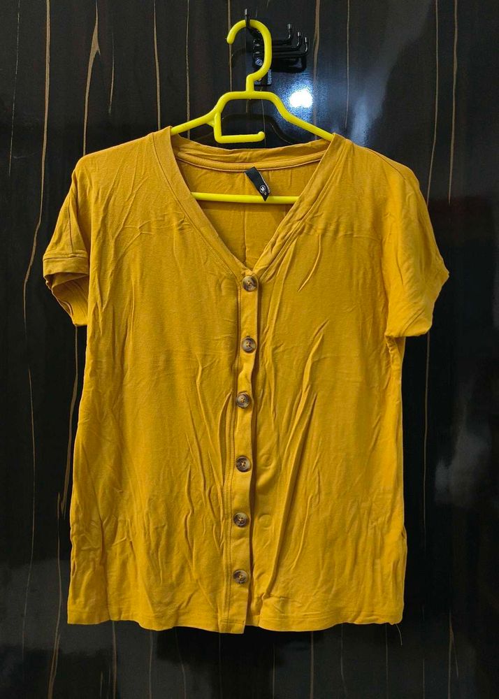 Mustard Button-Down Top