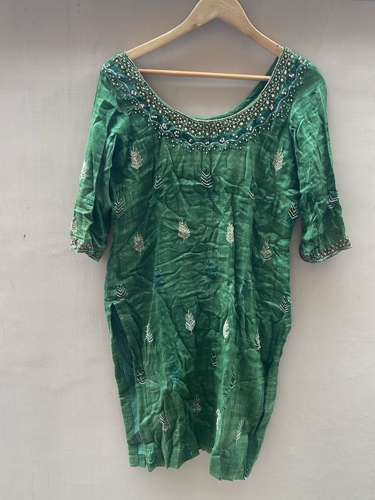 Embellished Green Kurta