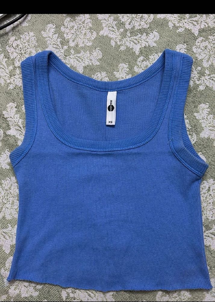 Blue Ribbed Tank Top
