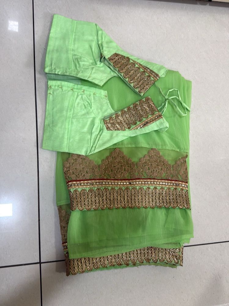 Beautiful Green Saree with Intricate Embroidery