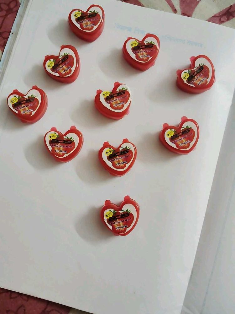 64.Cute Heart Shaped Lip Balm Set of 10