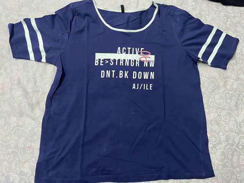 Navy Blue Graphic Print T-Shirt