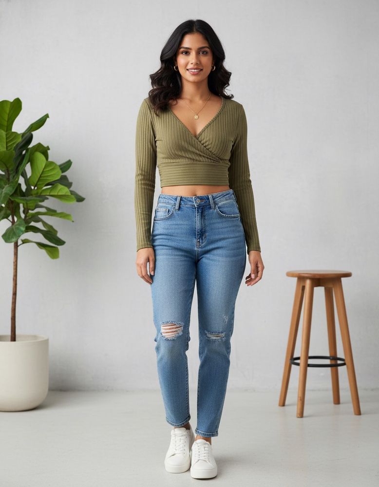 Ribbed Wrap Crop Top