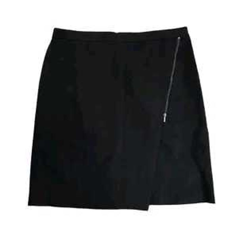 French Black Mini Skirt with Zipper Detail