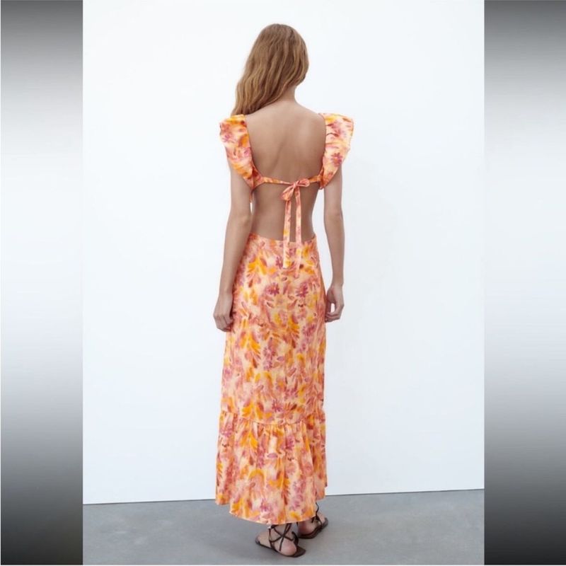 Zara Limited Edition floral Cutout Maxi Dress