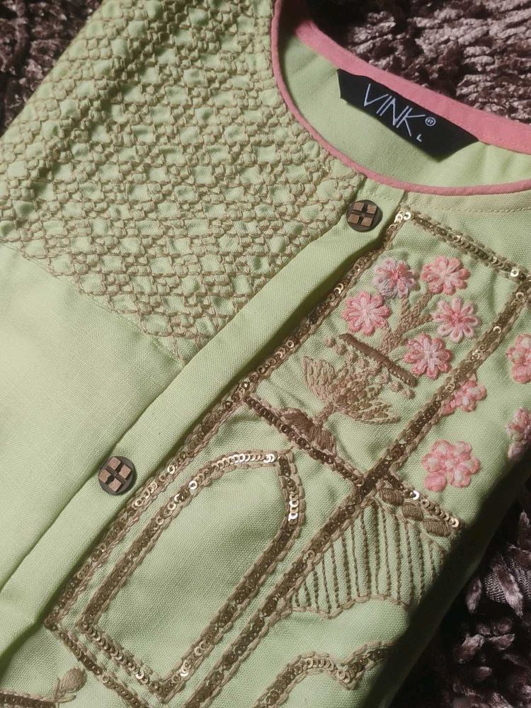 Embellished Pastel Green Kurta