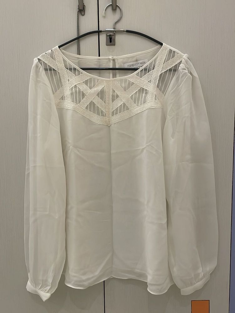 FOREVER NEW Sheer White Blouse
