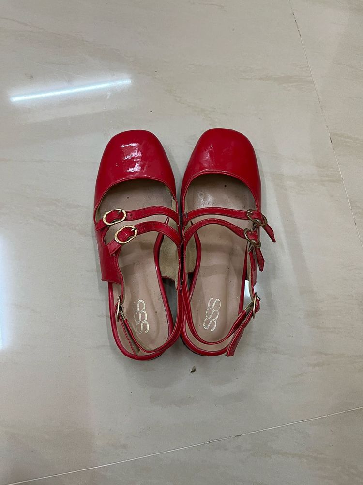 Red Patent Buckle Strap mary janes