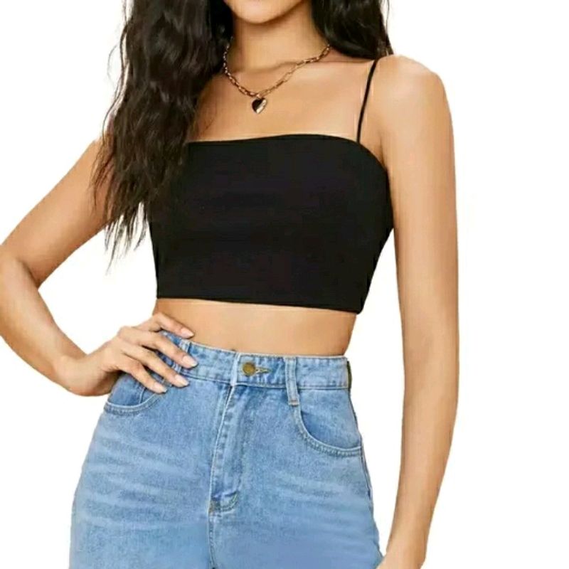 Women Black Crop Tank top..
