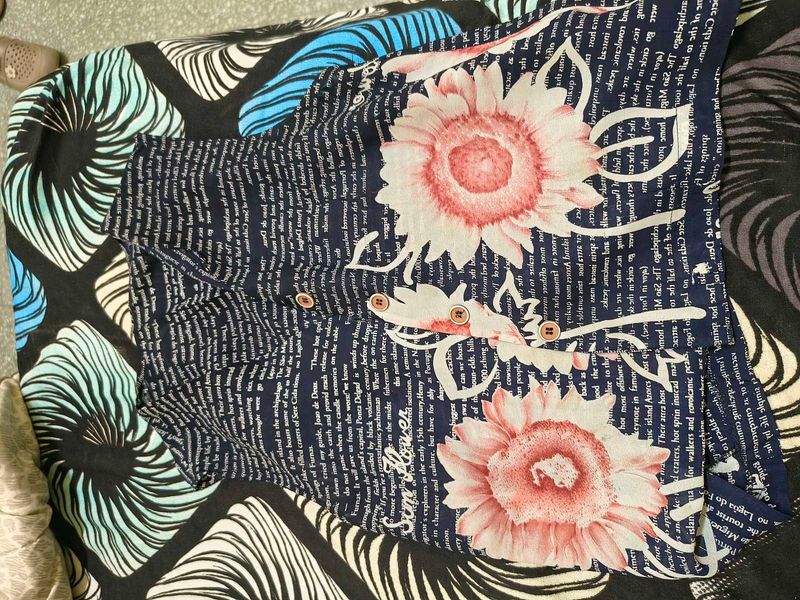 Unique sheer Floral Print Button-Up Top