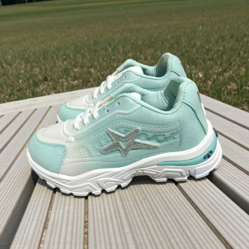 Mint Green Glitter Star Sneakers