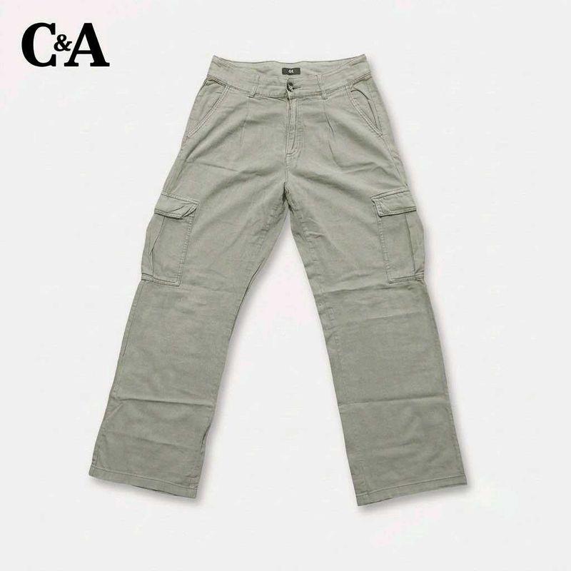 C&amp;A 'Pleated Utility' Wide-Leg Cargo Pants