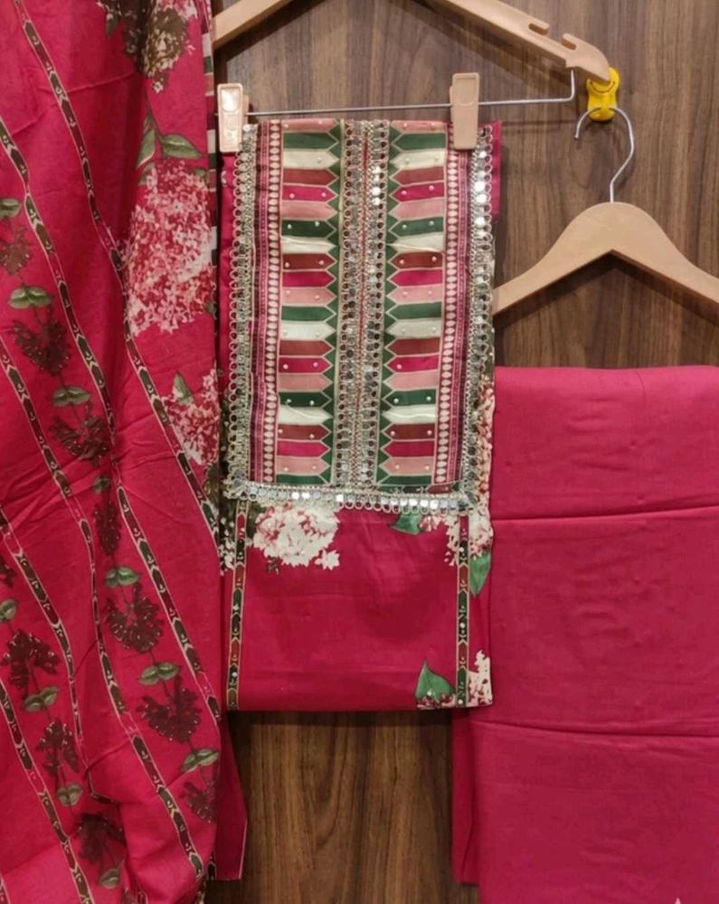 Pure Cotton Unstitched Suit For Women