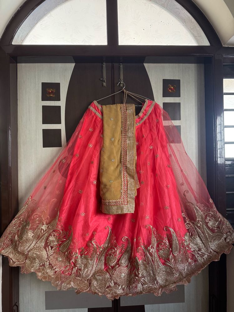 Stunning Pink &amp; Gold Lehenga Choli Set