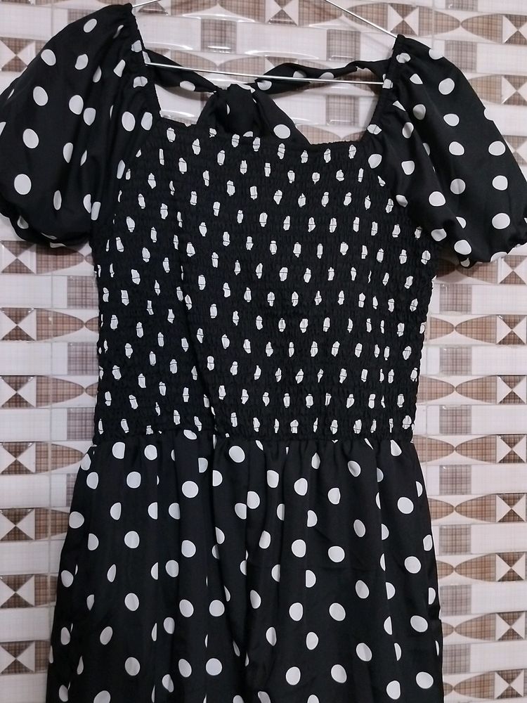 Polka Dot Smocked Dress