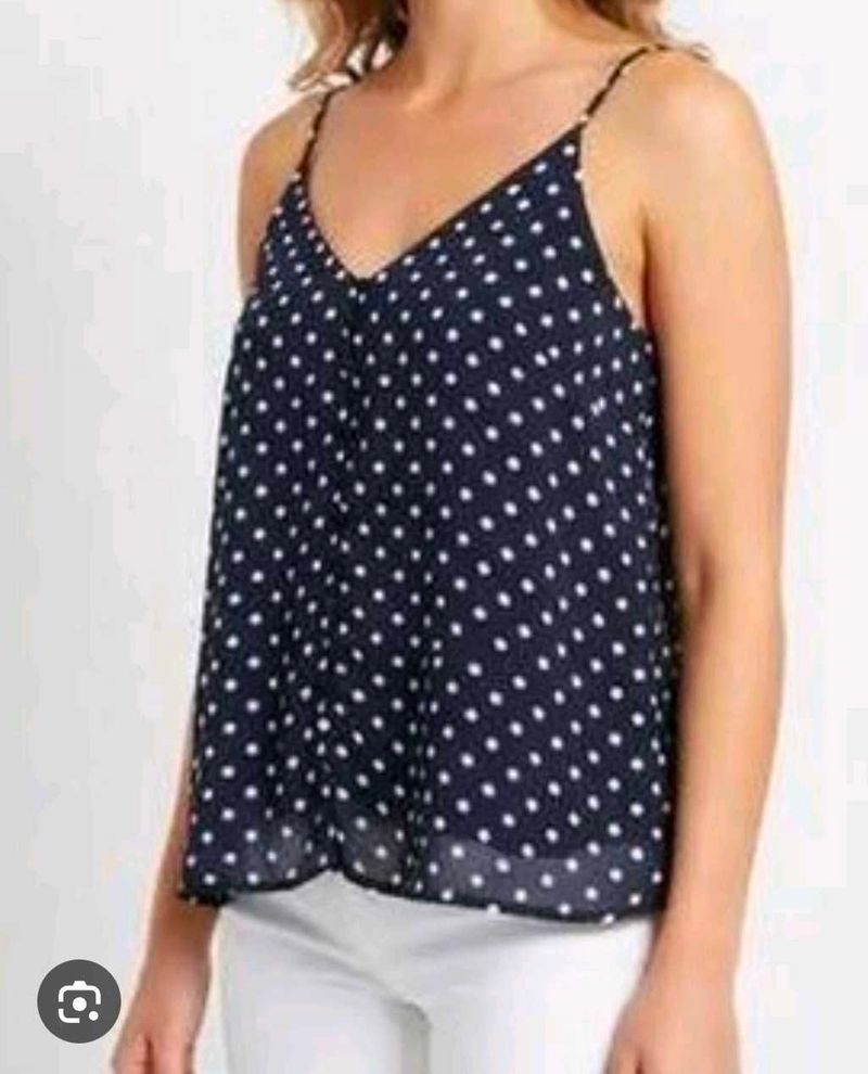 Navy Polka Dot Cami Top